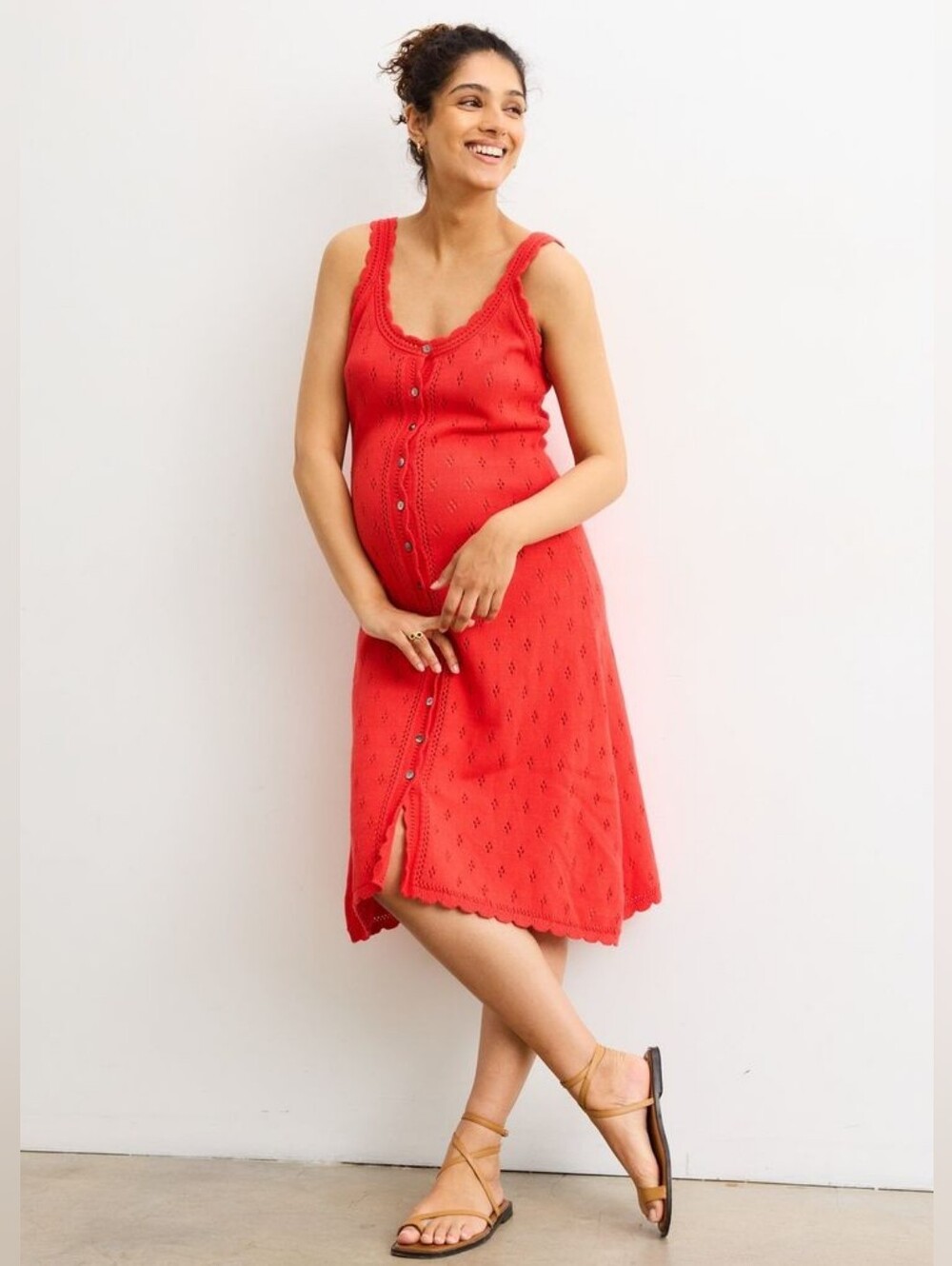 NWT Hatch Eloise 100% cotton pointelle knit sleeveless tank dress, large nursing